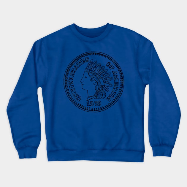 Hand-Drawn Indian Head Penny Crewneck Sweatshirt by DTECTN